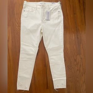 Size 12 High Rise Super Skinny Cream Jeans